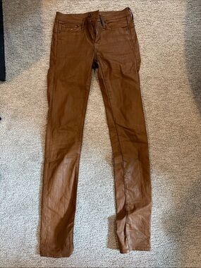 Brown Faux Leather Skinny Pants